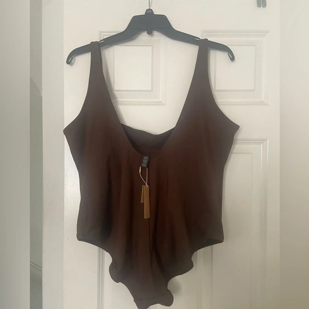 SKIMS Chocolate Brown Scoop One-Piece Swimsuit